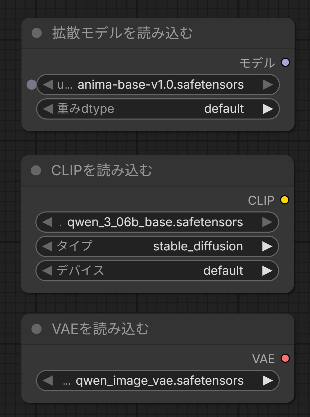 Anima用ワークフローのモデル読み込み部分