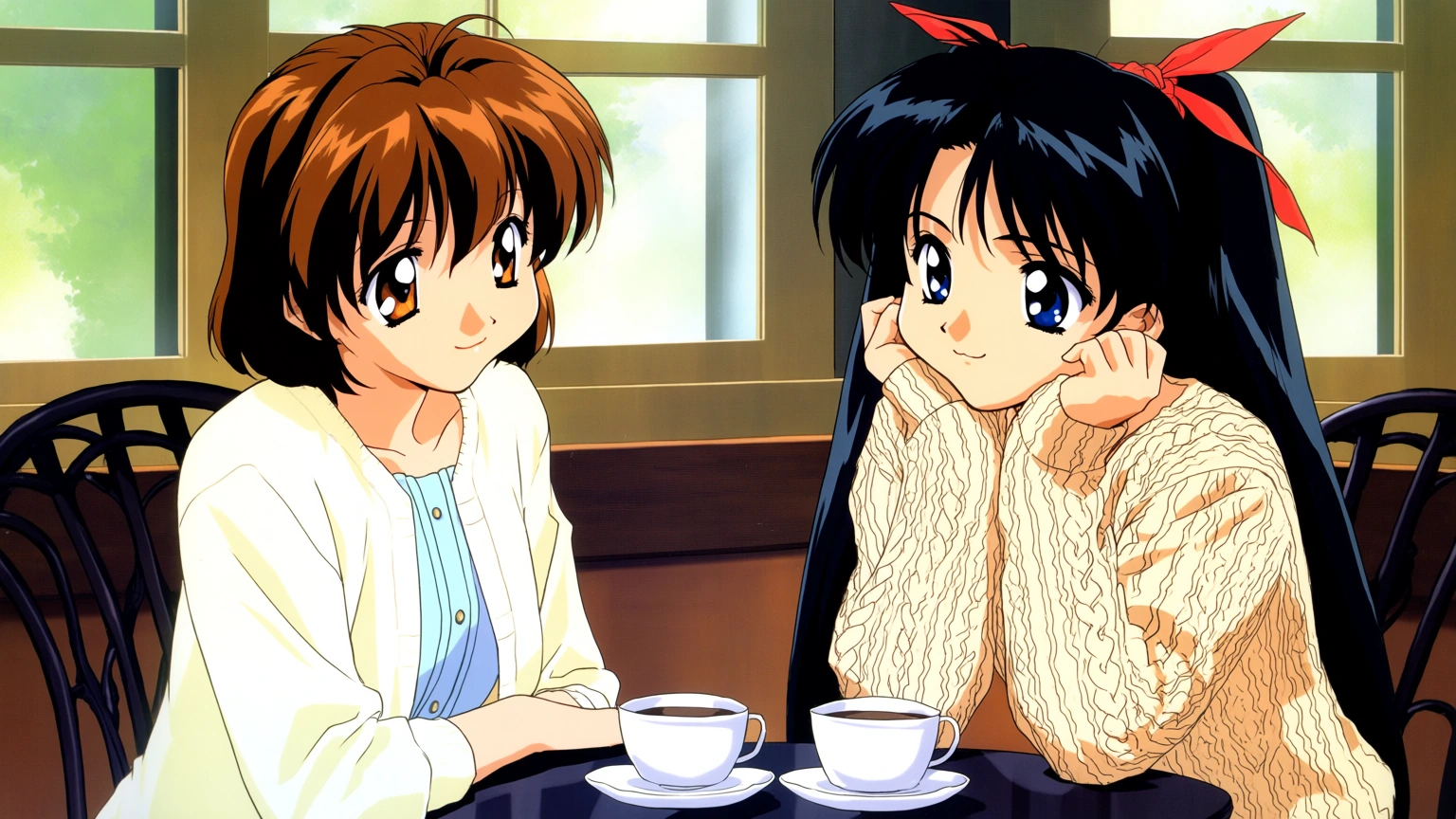 Animaで 90s anime style を指定した複数人シーンの比較