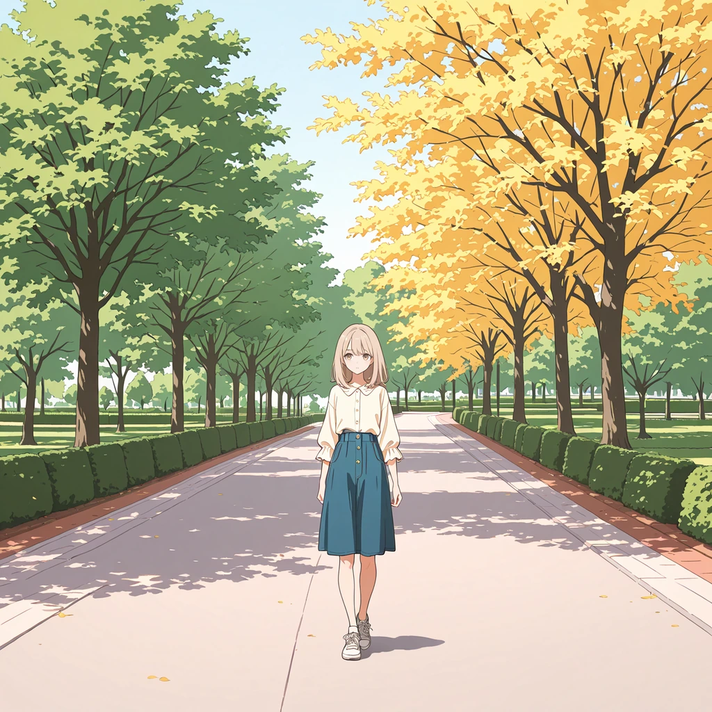 引きの構図の女性サンプル