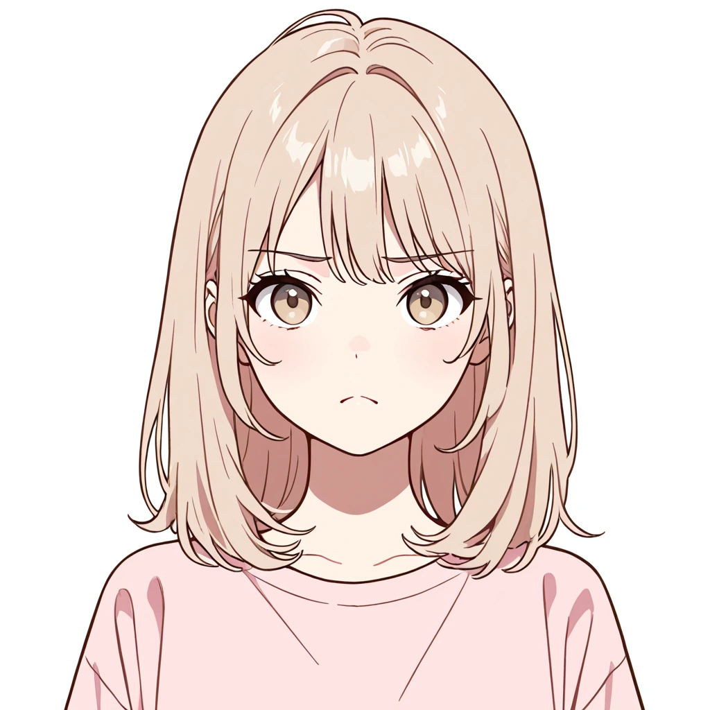 ムッとした表情の女性サンプル