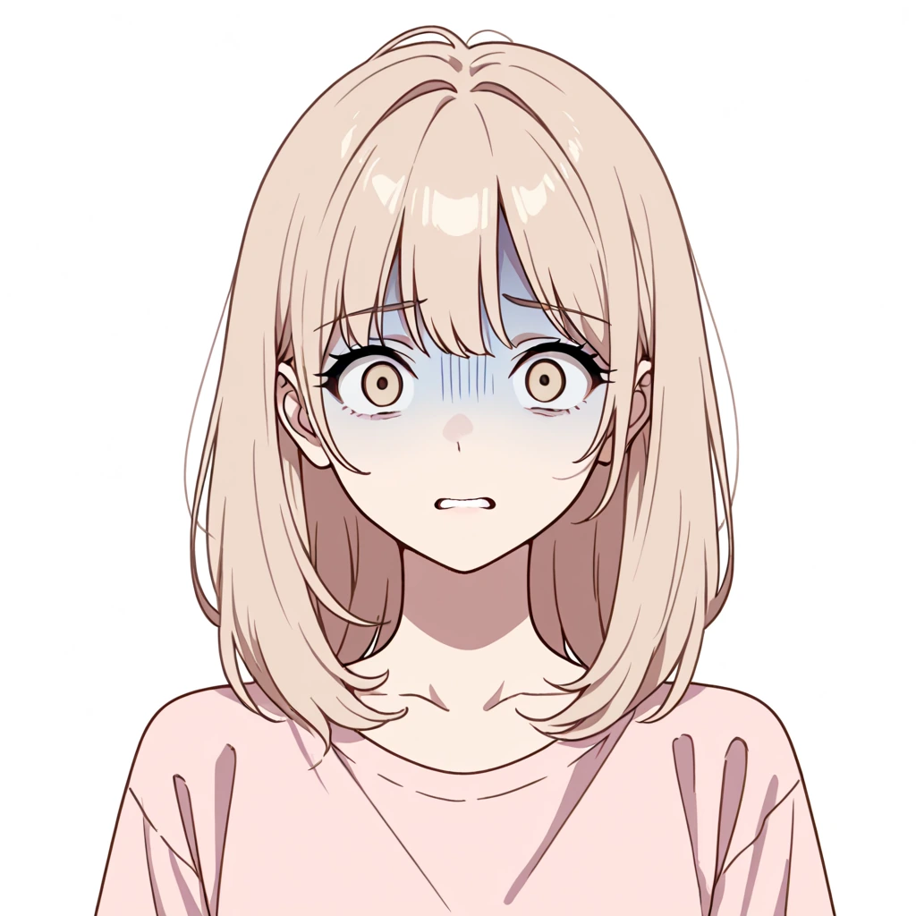 恐怖にひきつった表情の女性サンプル