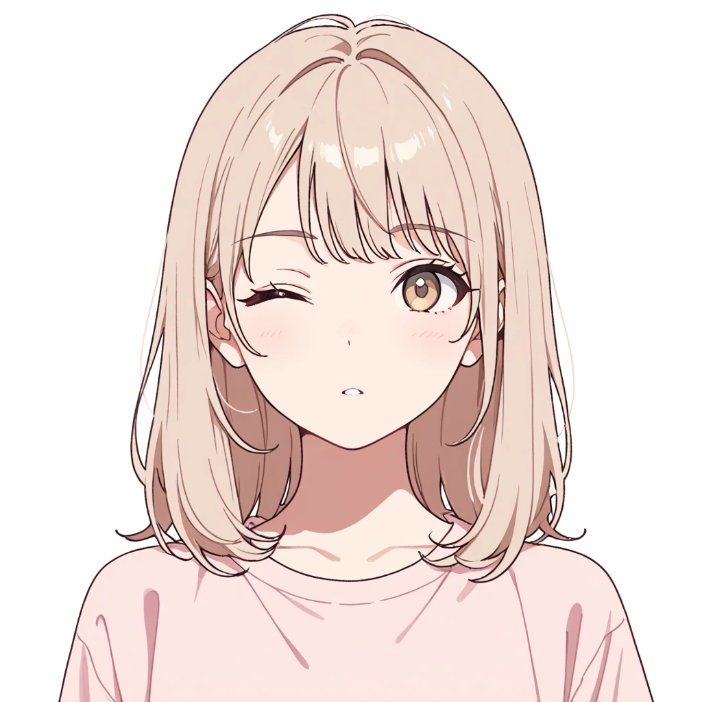 片目を閉じるの女性サンプル