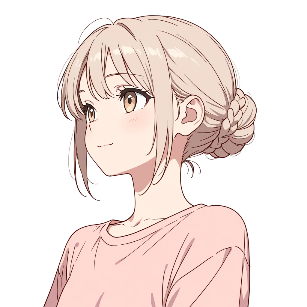 三つ編みお団子の女性サンプル