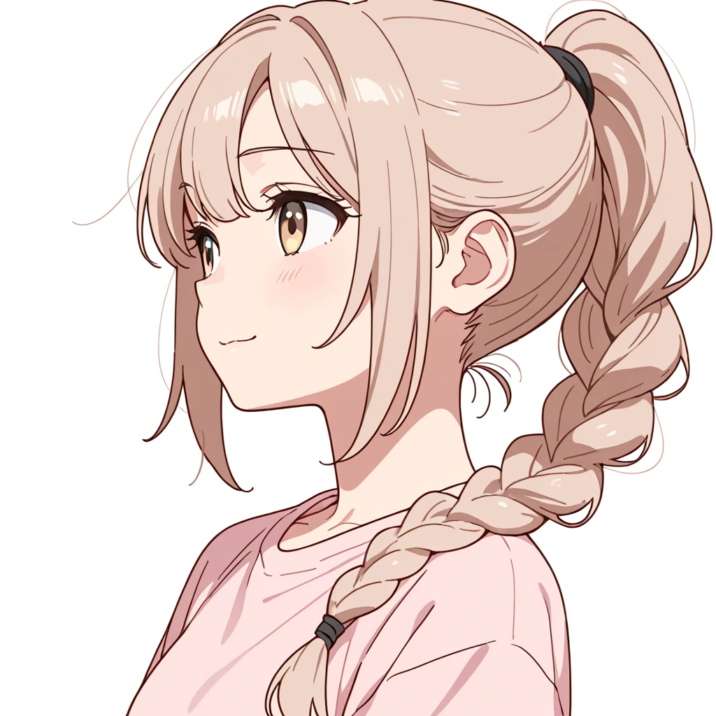 三つ編みポニーテールの女性サンプル