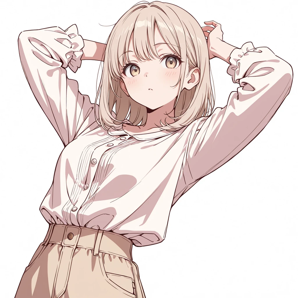 両腕を上げるの女性サンプル
