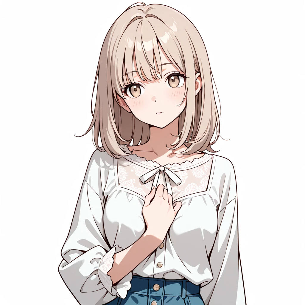 胸の間に手の女性サンプル