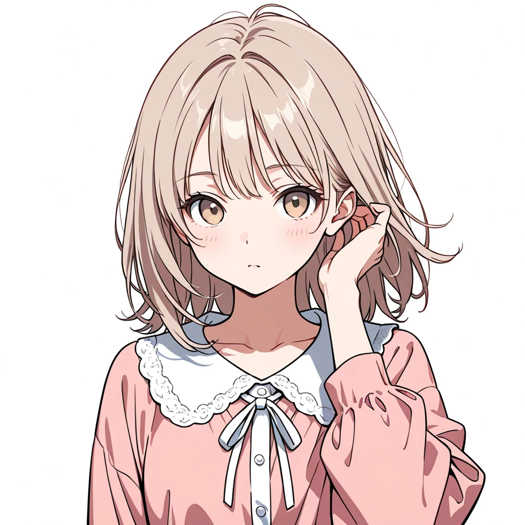 髪に片手の女性サンプル