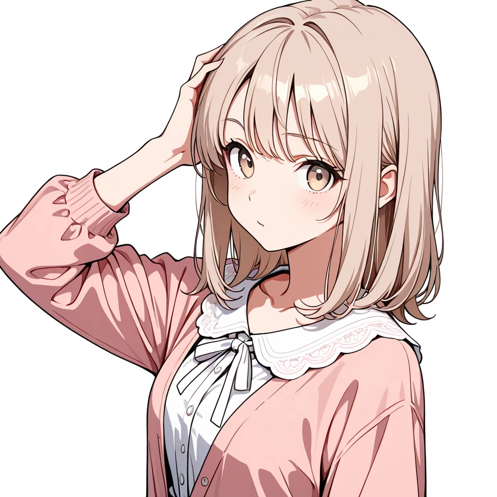 頭に片手の女性サンプル