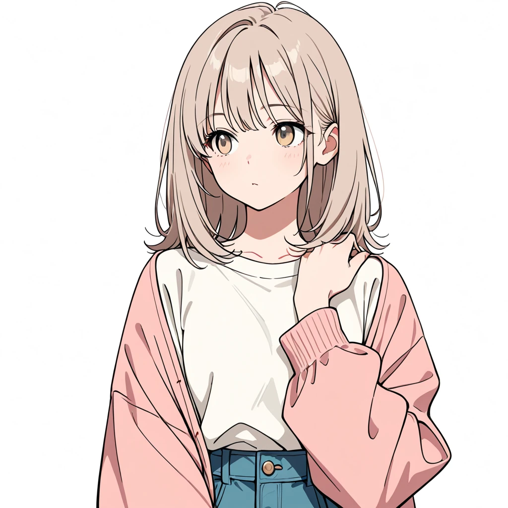 自分の肩に手の女性サンプル