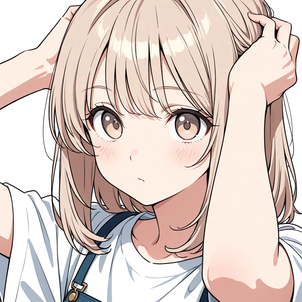 頭に両手の女性サンプル