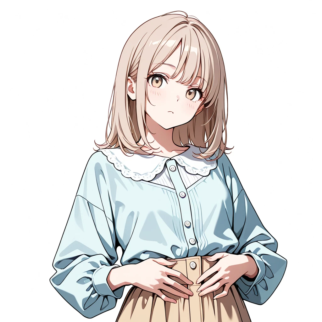 お腹に両手の女性サンプル