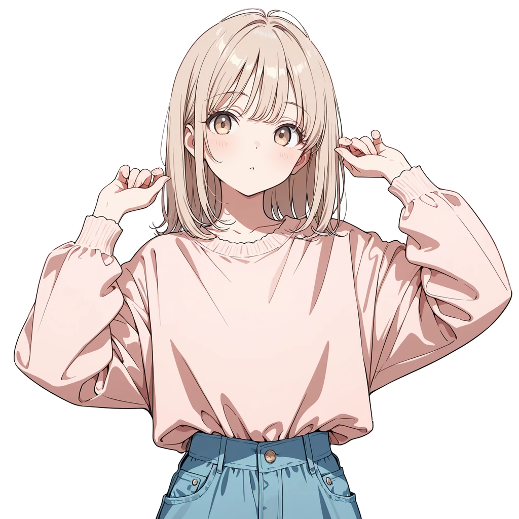 両手を上げるの女性サンプル