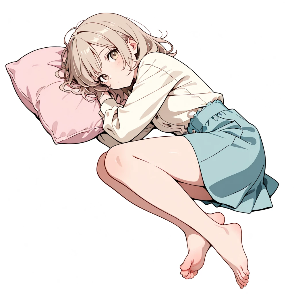 枕に頭を乗せるの女性サンプル