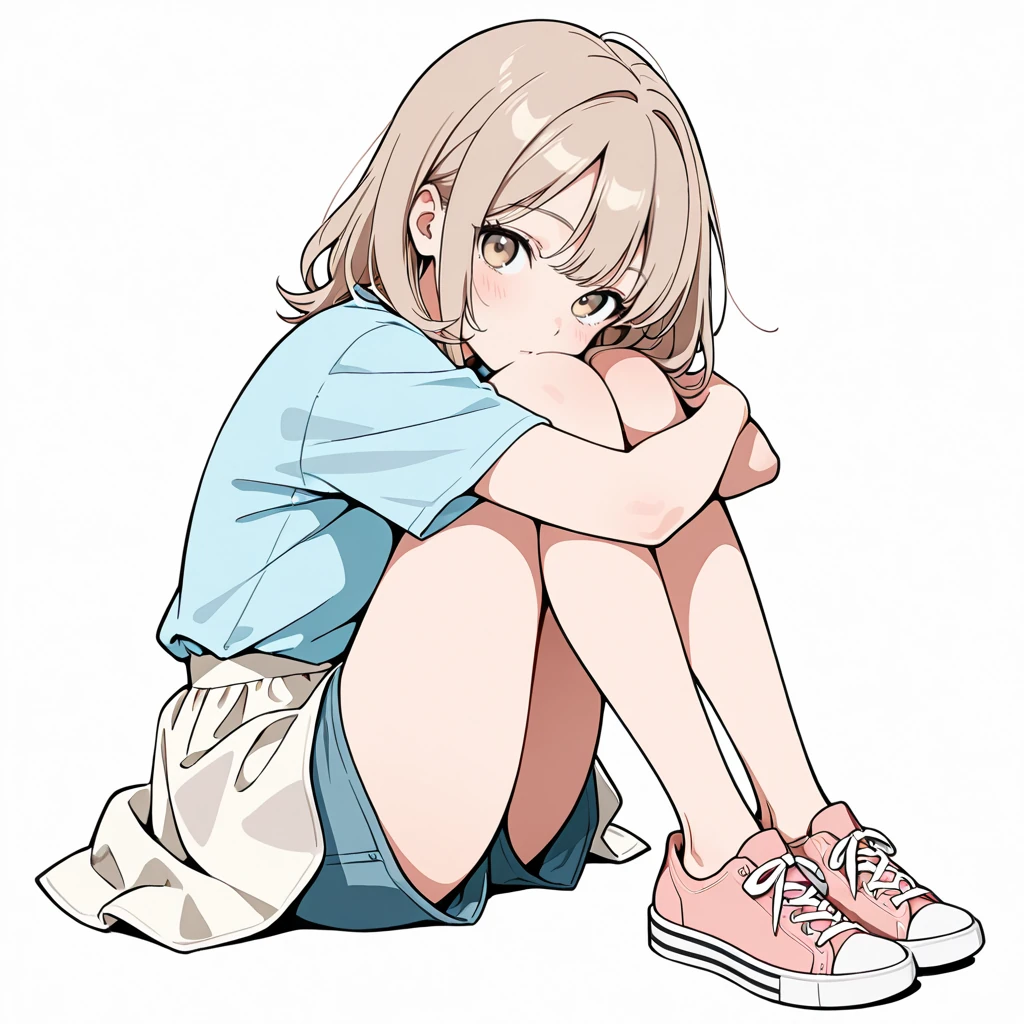 膝を抱えるの女性サンプル