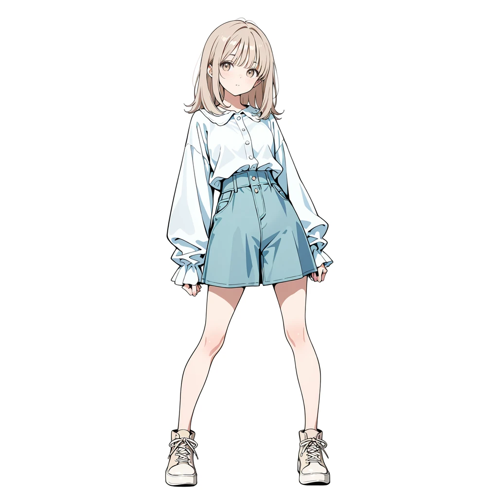 足を離して立つの女性サンプル