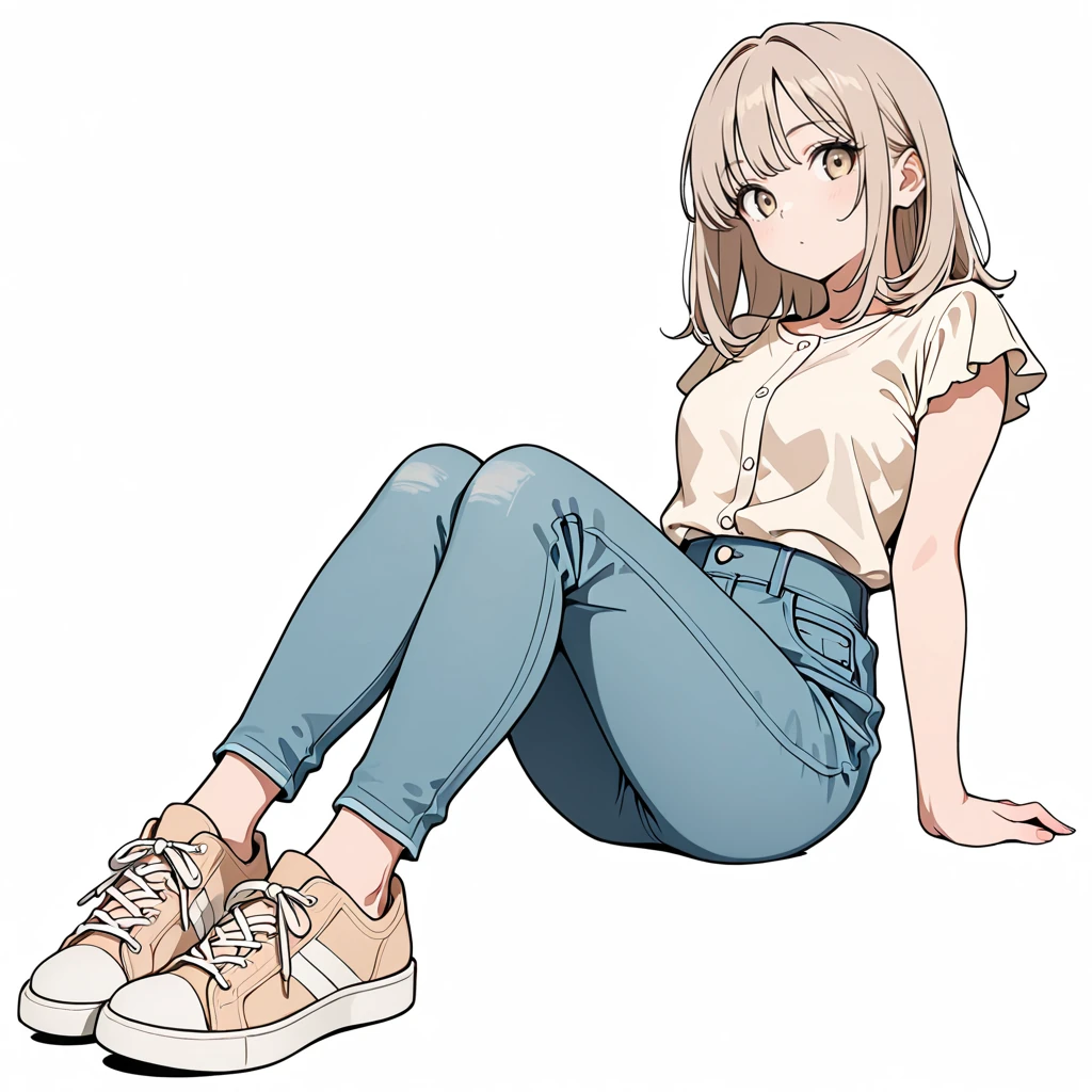 くつろいで座るの女性サンプル