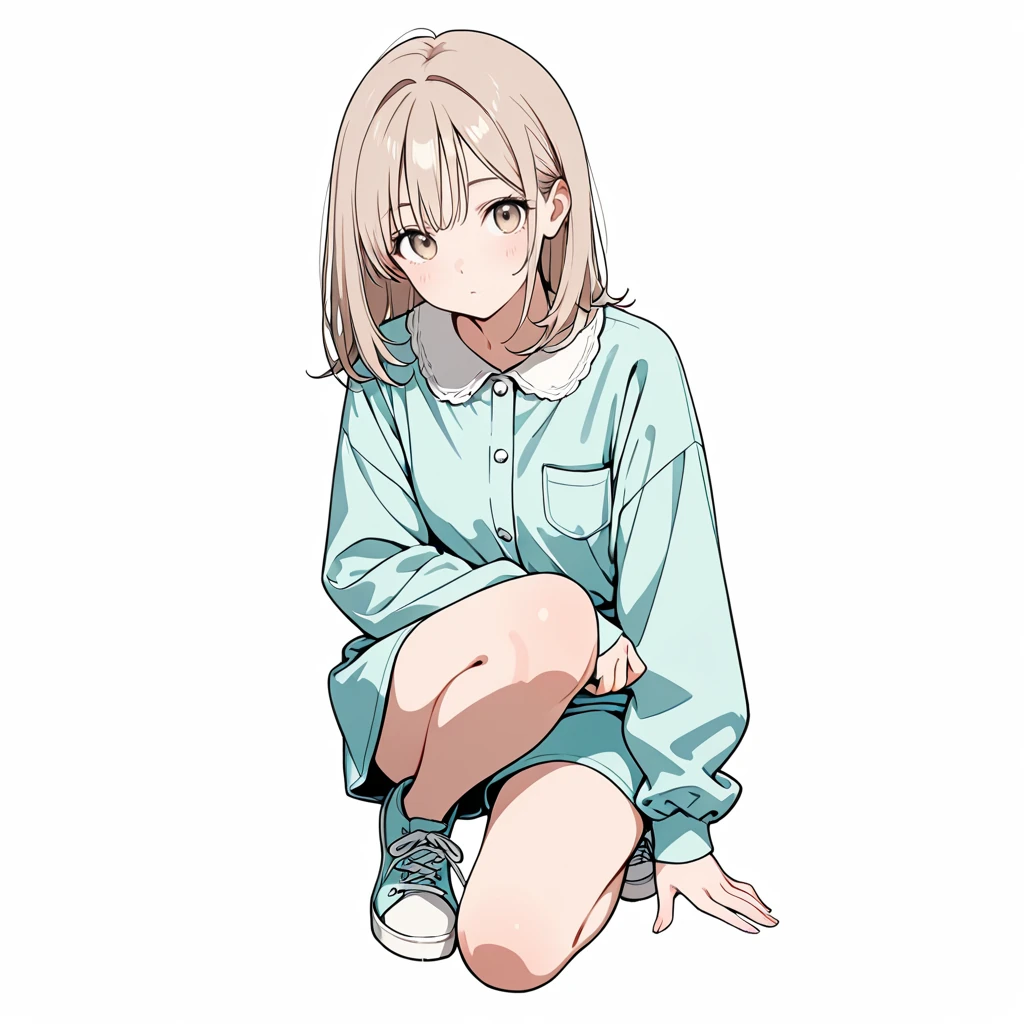 片膝を立てるの女性サンプル