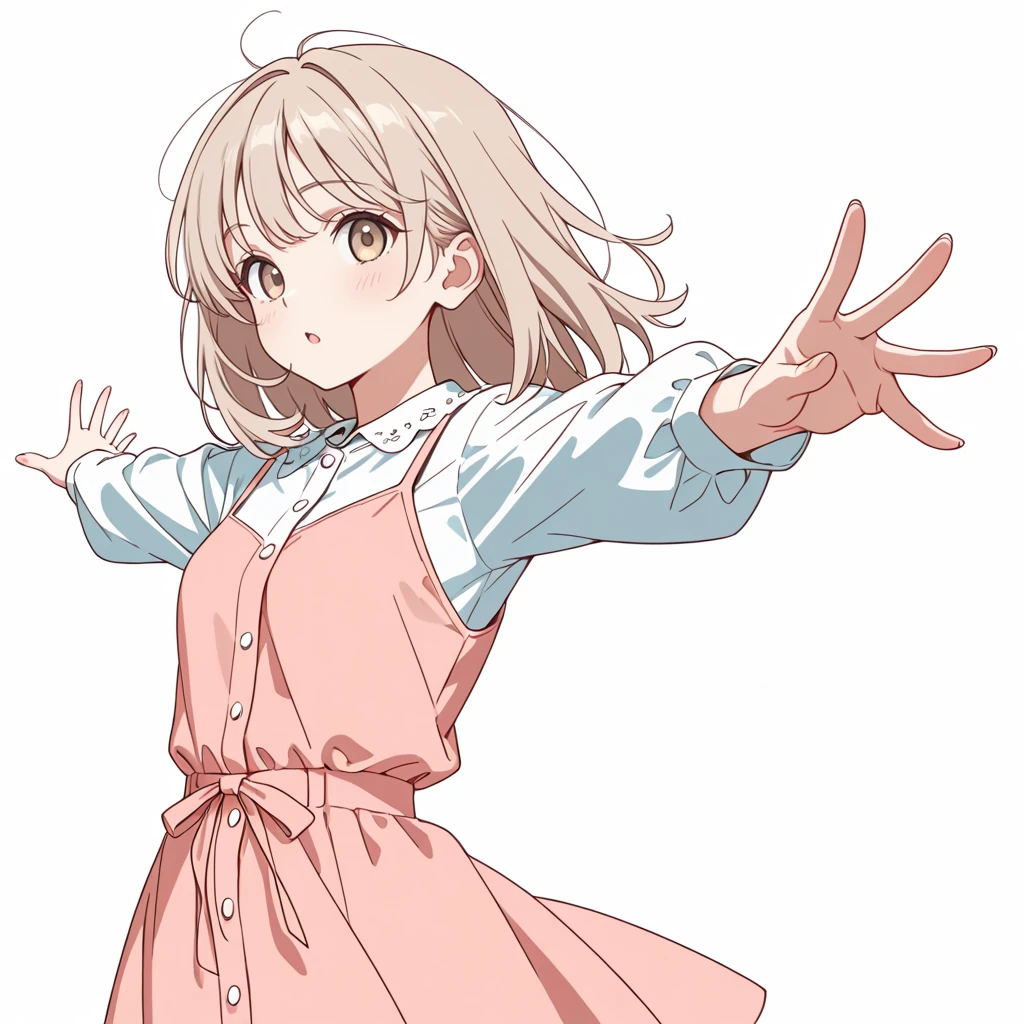 両腕を伸ばすの女性サンプル