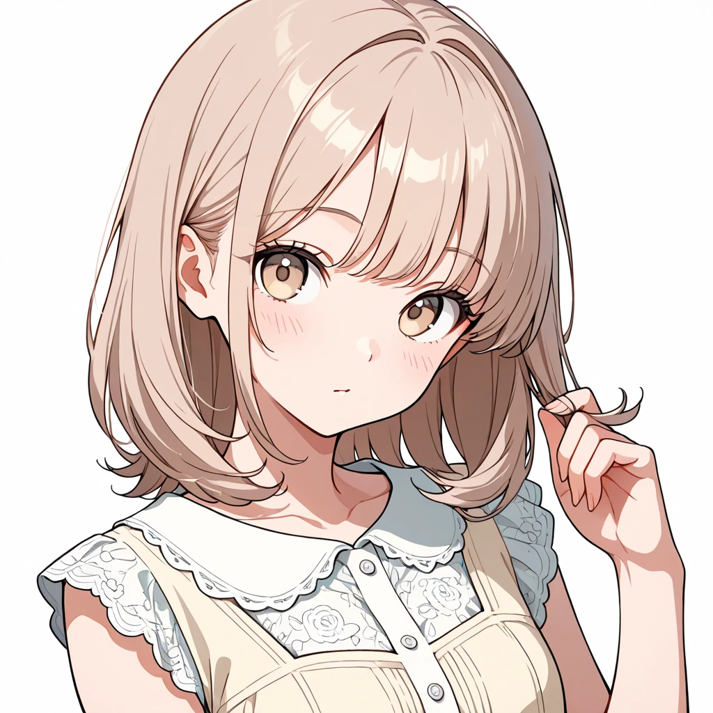 髪をいじるの女性サンプル