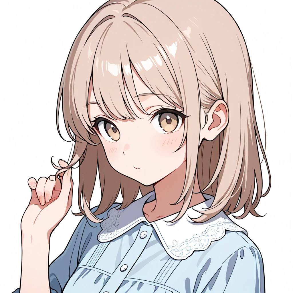 髪を指で巻くの女性サンプル